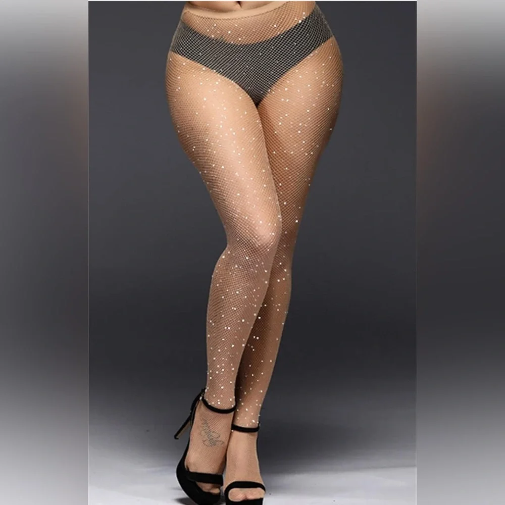 Sparkling Tan Fishnet Tights